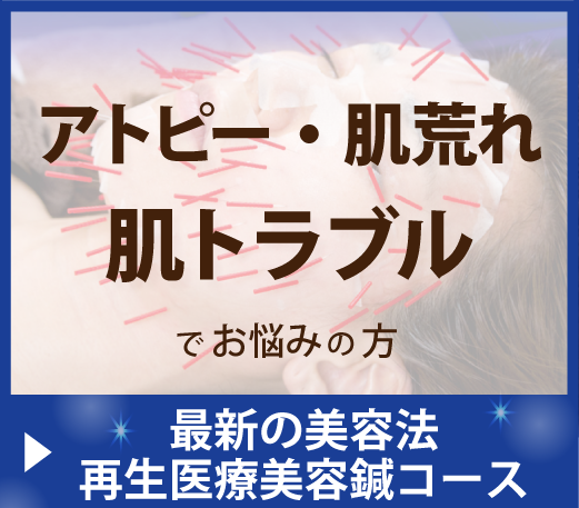 アトピー・肌荒れ・肌トラブルでお悩みの方
▶︎最新の美容法　再生医療美容鍼コース